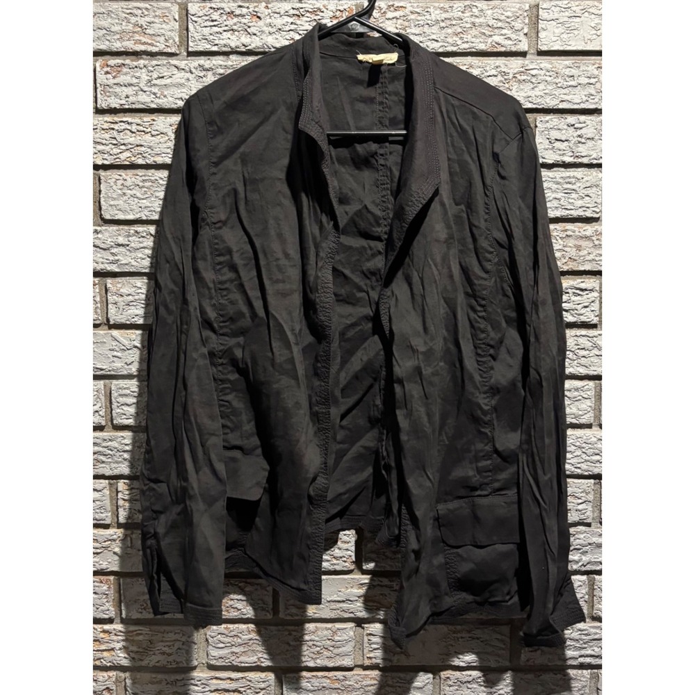 Eileen Fisher Black Organic Linen Blend Open Front Blazer Jacket XL S16VXO